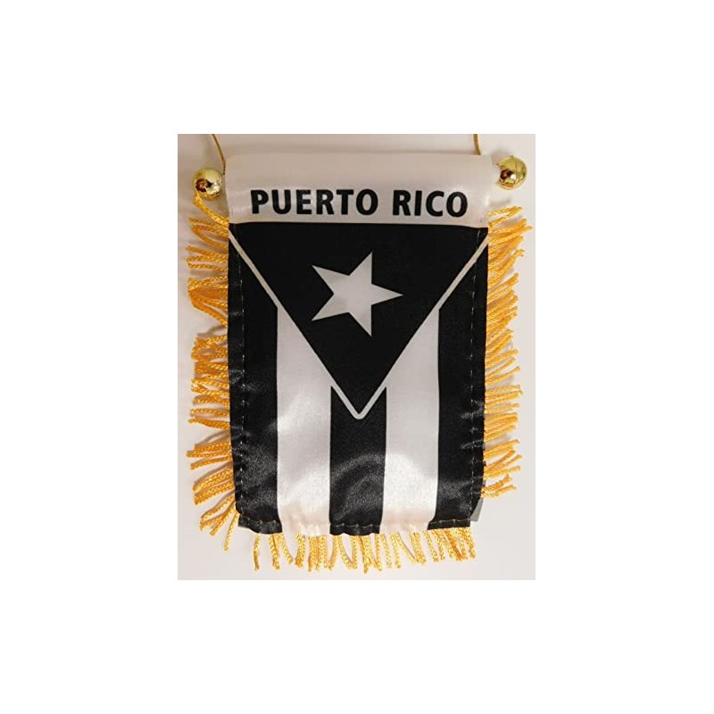 PUERTO RICO BLACK FLAG MINI BANNER BY CAR & HOME