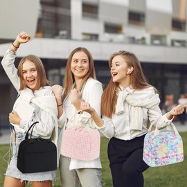 LEDAOU Lunch Box for Women Insulated Lunch Bag Corduroy Lunch Tote Bags Leakproof Cooler Lunch Case for Travel Work Picnic