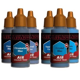 The Army Painter, Airbrush Primary Bundle Blue, 2 Colour Air Triads with 6 x 18 ml Pre-thinned Acrylic Airbrush Paints - Air Brush Miniature Paint for D&D & Warhammer Miniatures