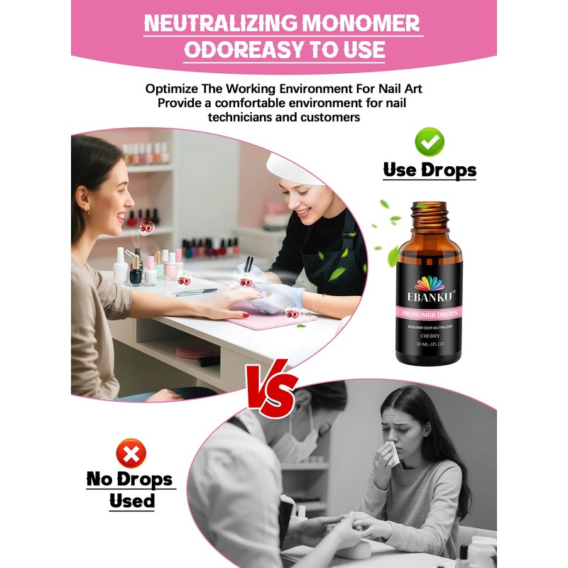 EBANKU Monomer Drops Cherry Scent 30ml Monomer Odor Neutralizer, Odor