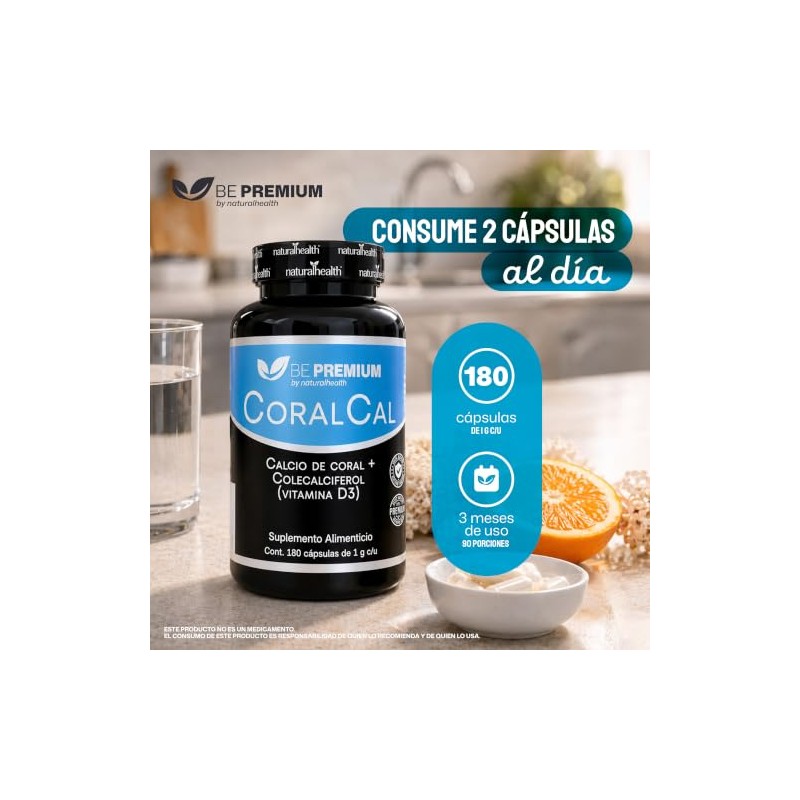 Natural Health Coralcal Suplemento Alimenticio Calcio Coral Vitamina Colecalciferol Frasco
