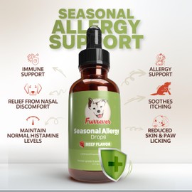 Furrever Dog Allergy Relief Drops - Support Your Pets Immune System during Seasonal Allergies - for Itching, Scratching, and Licking - Allergy Aid for Dogs & Cats - Beef Flavored - 2oz
