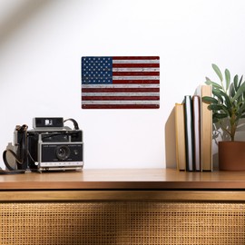 Lantern Press 6x9 Inch Metal Sign, Distressed American Flag