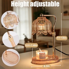 XININSUN Candle Warmer Lamp with Timer, Dimmable, Height Adjustable, Amber, for Jar Candles and Wax Melts