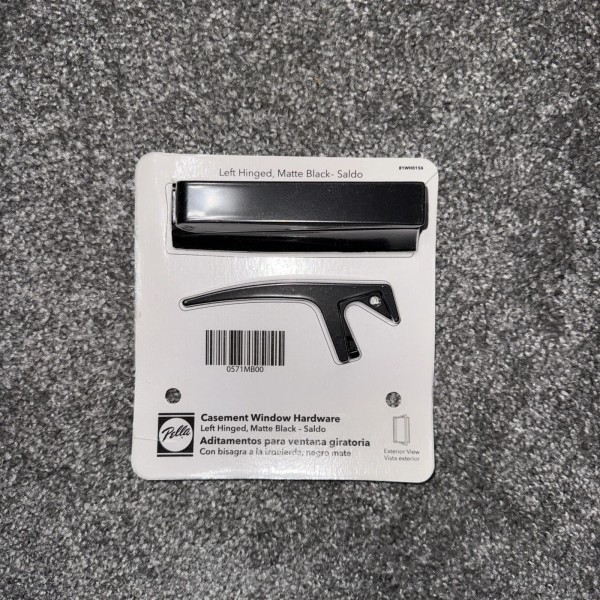 PELLA CASEMENT HARDWARE “SALDO” LEFT HINGE MATTE BLACK ARCH SERIES