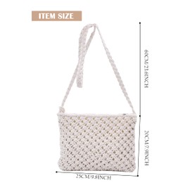 TeeYee Women's Exotic Braided Shoulder Bag Beach Bag Retro Handbag with Tassel for Leisure Holiday, White