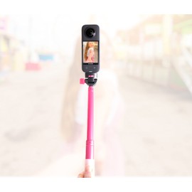 XShot Extendable Selfie Stick Monopod Pole with Matching Comfortable Silicon Grip and Removable Wireless Bluetooth Remote - Pink AX1085