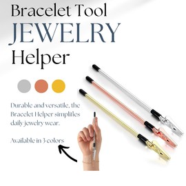 Bracelet Helper Tool - Fastener and Jewelry Helper Tool for Easy Bracelet Opening - Portable, Easy-to-Use Design in Durable Silver Metal (Gold)