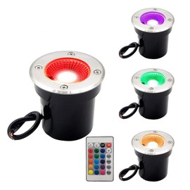 AHSELLUS RGBW Low Voltage Landscape Light In-ground Lights LED Well Light Waterproof IP67 3W 12V Color Changing Outdoor In-Ground Lights Pathway Garden Deck Driveway Lights (Multicolor)…