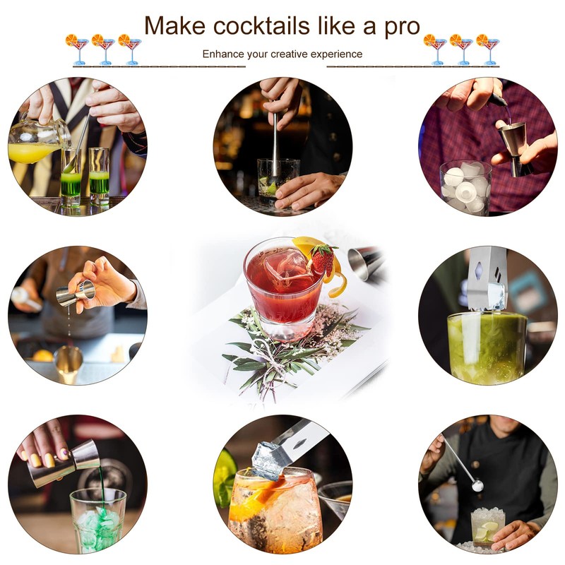 Set of 4 Cocktail Muddler Set, Stainless Steel Mojito Cocktail