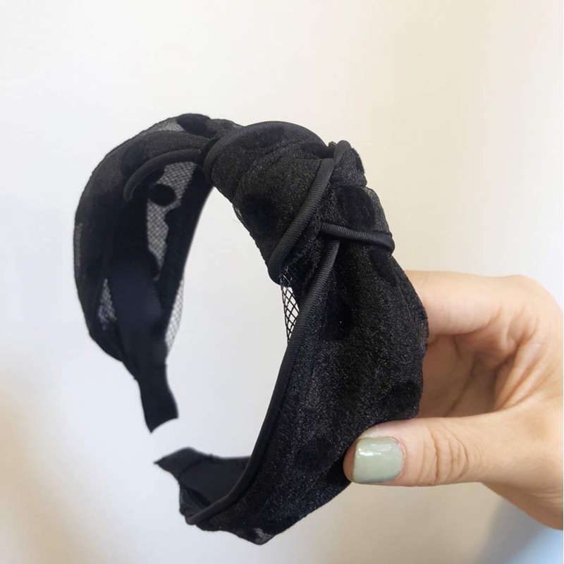 Donally Women's Dot Pattern Headband Sheer, Korean Style, Polka Dot,