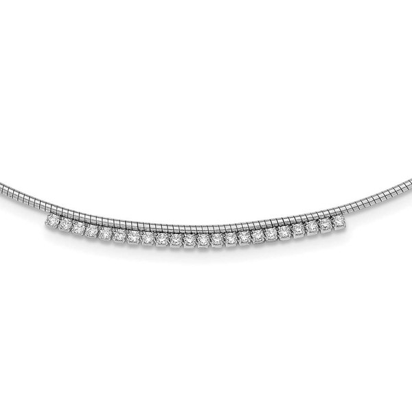 Chain Necklace White Sterling Silver Fancy Round Cubic Zirconia CZ