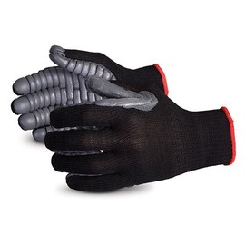 Superior S10VIB Vibrastop Nylon Anti Vibration Full Finger String Knit Glove with Anti-Vibe Chloroprene Coated Palm, Work, 7 Gauge Thickness, X-Large, Black (Pack of 1 Pair)