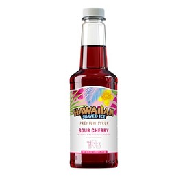 Hawaiian Shaved Ice Sour Cherry Syrup - Nut Soy Dairy Free - Flavor Fluffy & Crunchy Snow Cones - Shelf Stable - Makes 8 Servings - 16 ounces