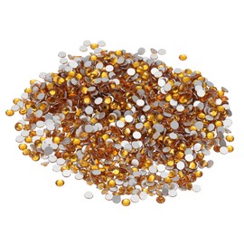 PATIKIL SS16/1440Pcs Glass Diamante Rhinestone, Crystal Glass Flat Back Rhinestones Round Crystal Man Made Gems Diamond Decor for Nail Art Craft Clothes DIY Makeup, Gold Yellow