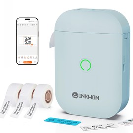 InkWon Sticker Printer Set with 3 Rolls of Tape, D11s Bluetooth Label Printer, Waterproof Label Compatible, Portable Mini Label Printer, Built-in Various Template for Home, Office and School, Blue