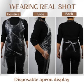 Hariendny Pack of 100 Disposable Aprons Transparent Plastic 90 x 60 cm Adult Cooking Apron Waterproof Oil Resistant PE Aprons Polyethylene Aprons for Cooking, Cleaning, Painting, transparent