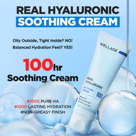 WELLAGE Real Hyaluronic Moisturizing Cream with Hyaluronic Acid, Moisturizing Gel Cream, 2.7 fl oz (80 ml), Suitable for All Skin Types