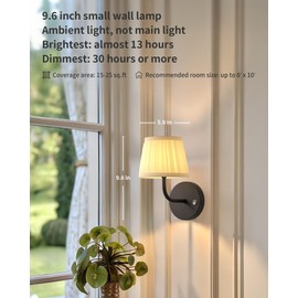 PUSU LED Cordless Black Small Wall Sconces Set of 2, Rechargeable 5200mAh Battery Operated Fabric Wall Lamp with Remote, Lighting for Living Room, Bedroom, Hallway, Bathroom, Stairs, Kitchen, Cabinet