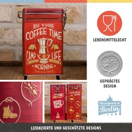 Nostalgic-Art Retro Coffee Tin 1.3 Litre Camp Coffee Time - Gift Idea for Camping Fans Tin Tin with Aroma Lid Vintage Design