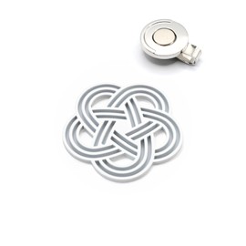 Turf Project [#GOOD LUCK Rack] Golf Marker for Luck Mizuhiki Model #Increase Focus #Magnetic Clip # Great Gift #Stainless Steel 1.6 inch (40 mm) Turf Project (Pearl White)