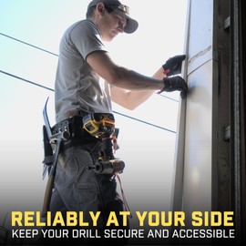 Holstery DriverMaster V2 | Clip-On Tool Belt Drill Holder - Simple Hook Holster for Cordless Drill, Impact, Nailer, Tape Measure, or Any Tools with Hanger Clips