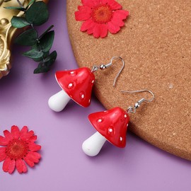 Garneck 925 Silver Toadstool Earrings - Playful Mushroom Earrings in Cartoon Style For And - Ideal as Christmas Decoration or for Mushroom Lovers, Plastic, No Gemstone