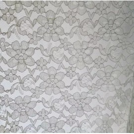 Nice Fabrics Silver Grey Polyester Sheer Mesh Floral Raschel Lace 60" Fabric By The Yard