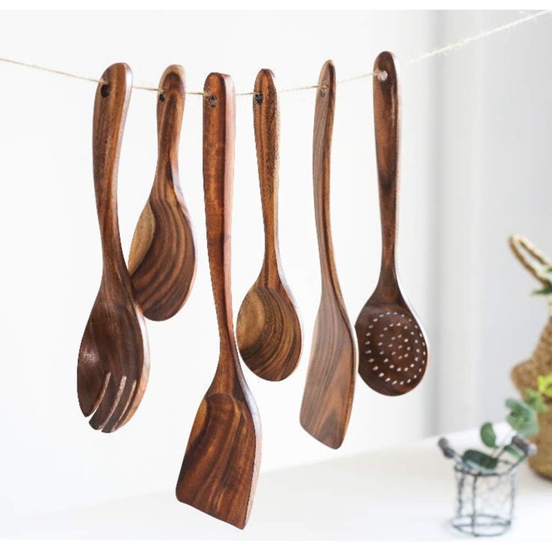 Teak Wooden Modern Spoon, Wooden Spoon 1pc (Brown, One Size)