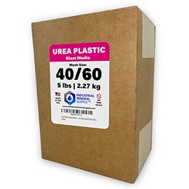 Urea Plastic Blast Media - Mesh Size 40/60 - Plastic Abrasive for Stripping Paint and Removing Coatings from Cars, Aircraft, Trucks, Trailers, Trains, Vans, Buses and Steel (5 lbs.)