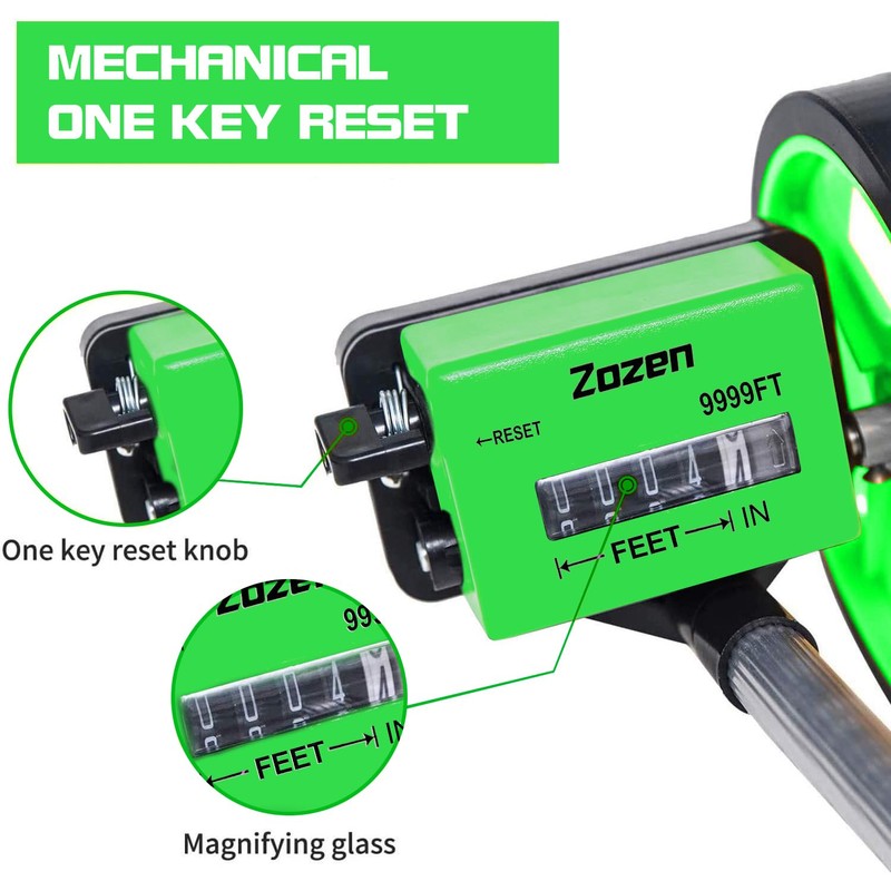 Zozen Measuring Wheel, Green 6Inch Measure Wheel, Distance Measuring in