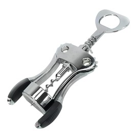 Corkscrew with Professional Bottle Opener with Two Levers Non-Slip Corkscrew Multifunction Lever Bottle Opener and Spiral in Super Sturdy Stainless Steel Chrome Metal Uncork Bottles