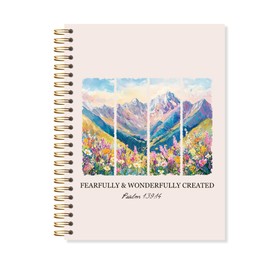 OSLYSOF Gorgeous Mountain Wildflower Christian Spiral Notebook, Psalm 139:14 Bible Journaling Notebook, Bible Notebooks for Note Taking, Religious Scripture Journal, 5.5x8.3 Inch with 164 Pages