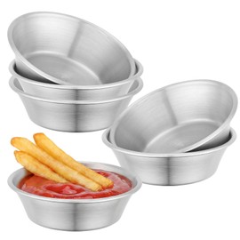 Offiper 304(18/8) Stainless Steel Sauce Ramekins, 2.5oz (75ml) Set of 6 Mini Small Metal Dipping Bowls, Reusable Condiment Containers Silver Dishes for Syrup, Soy, Side Dishes, Oven Dishwasher Safe