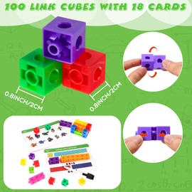 Sonwyoung 119 Pcs Manipulative Cubes with Activity Cards Linking Cubes Activity Set Colorful Plastic Counting Blocks with Box Linking Blocks Cubes Set for Preschool (Funny)