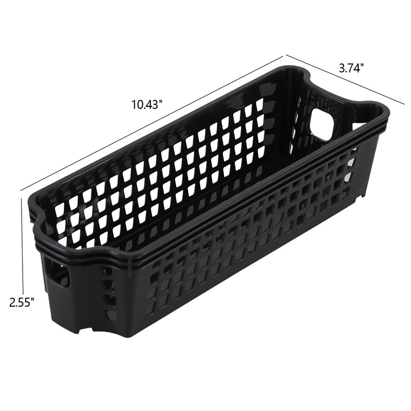 Drephia 12 Pack Plastic Slim Storage Basket, 10.43" x 3.74"