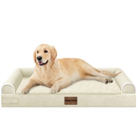 Large Dog Bed Orthopedic Washable: Beds Bolster XL Bed Medium Large Dogs Egg Crate Foam Couch Sofa Waterproof with Removable Cover - Beige