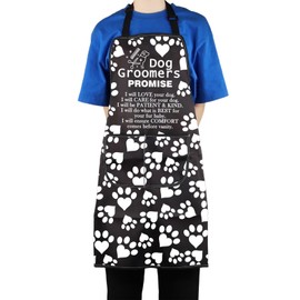 AKTAP Dog Groomers Promise Waterproof Apron with 2 Pockets Dog Grooming Salon Gifts Dog Parlour Bib for Grooming Bathing (Dog Groomers Apron)