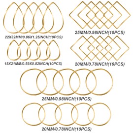 Hoop Jewelry Making,60PCS Earrings Beading Hoop for Jewelry Making Teardrop Square Circle Earring Making Supplies for DIY CraftsNO (60PCS KC Gold Teardrop Square Circle)