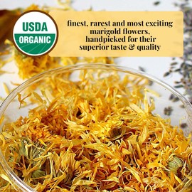 5.2oz Dried Marigold Flowers, Natural Tea, flores secas de caléndula, Gluten Free, Marigold Petals, Natural, Caffeine free. By Akshit