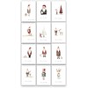 Pack of 64 Christmas Postcards with Whimsical Drawings on the