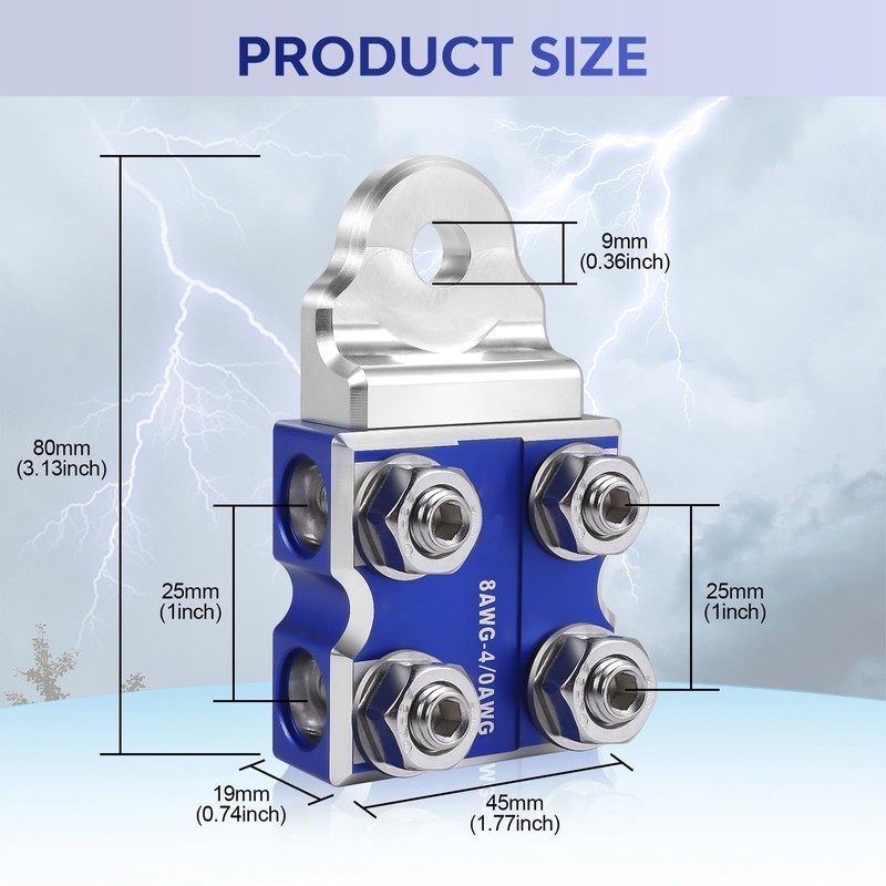 8-Way Lead-Acid Battery Terminal Connectors, Positive and Negative Set, Compatible