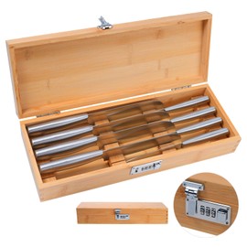 Biobasedon Knife Box - Bamboo Kitchen Safe Lock Box, Child Proof Knife Storage Box, Kitchen in a Box with Combination (Knives Not Included)