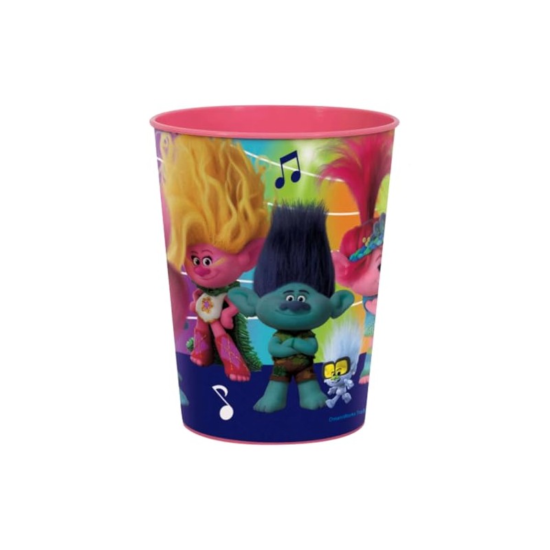Multicolor Trolls Design Plastic Stadium Cup, 16 oz (1 Count)