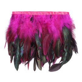 Shekyeon 2yards Rooster Feather Fringe Trim for Costume Decoration (Fuchsia)