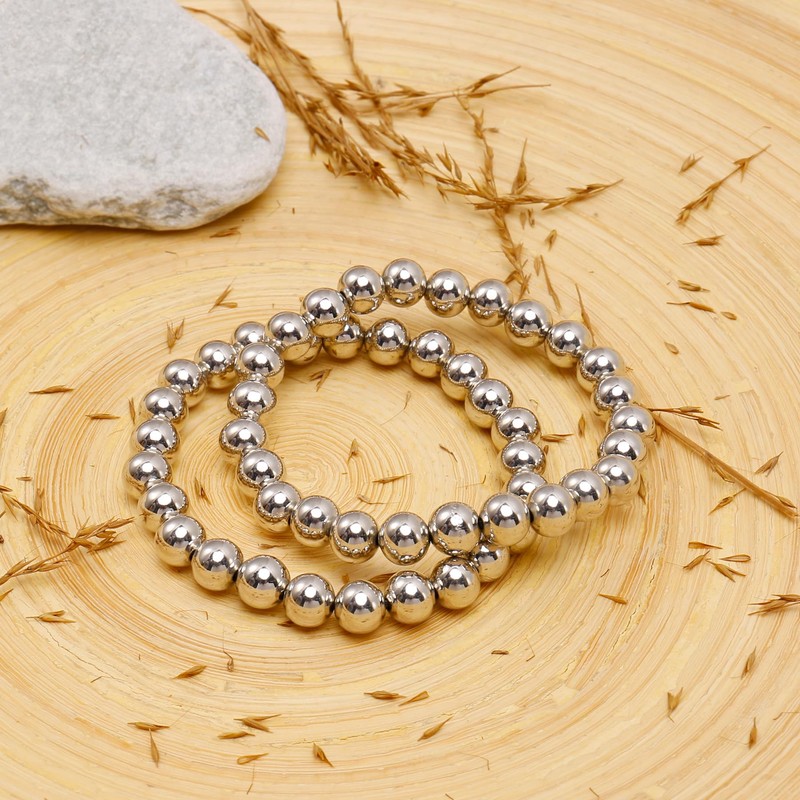 Elegance 11 designs Chunky Silver Stretch Bangle Bead Bracelets For