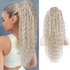 SEIKEA Highlight Drawstring Ponytail Extension, PT005 Isabella 26" Long Bohemian Curly Pony Tail Multi Layered Light Soft Clip in Hair Extensions Ponytail Medium Blonde White Blonde Highlights