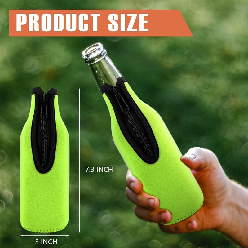 Beer Bottle Insulator Sleeve Different Color. Zip-up Bottle Jackets. Keeps