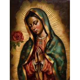 QAZWSX DIY 5D Diamond Art Kits Painting for Adults Our Lady of Guadalupe Half Body Portrait Religious 30x40cm/12x16inches