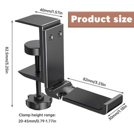 Aluminum Headphone Stand Hanger Foldable,Headphone Holder,Headset Holder with Cable Clip Clamp Hook Under Desk, Save Your Space While Working & Gaming